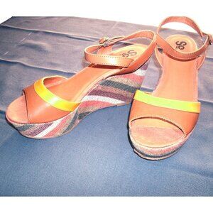 Kohl's SO Striped Platform Wedge Heel Sandals, 8M, Like New!